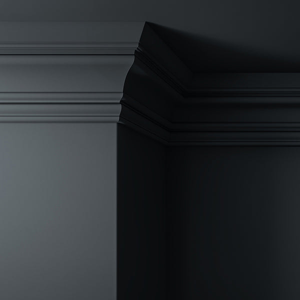 Walls, ceilings and coving painted in Lick Black 01