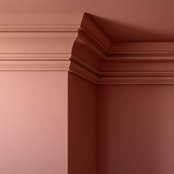 Walls, ceilings and coving painted in Lick Red 03