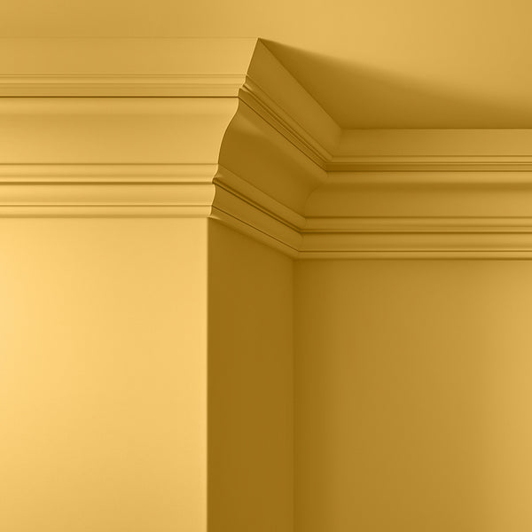 Walls, ceilings and coving painted in Lick Yellow 03