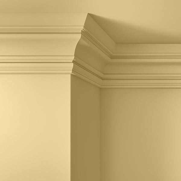 Walls, ceilings and coving painted in Lick Yellow 07