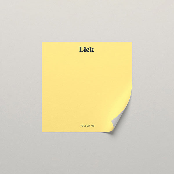 Lick peel and stick sample in Yellow 06 paint shade