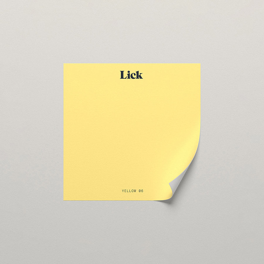 Lick peel and stick sample in Yellow 06 paint shade