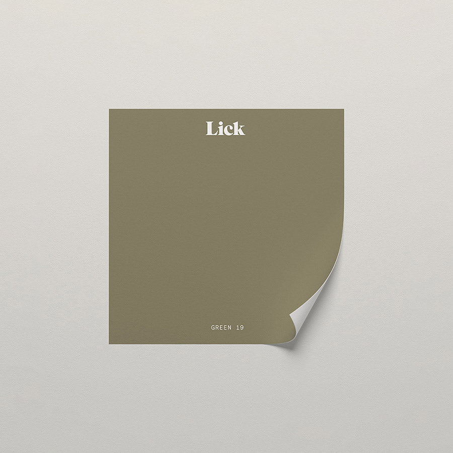 Lick peel and stick sample in Green 19 paint shade