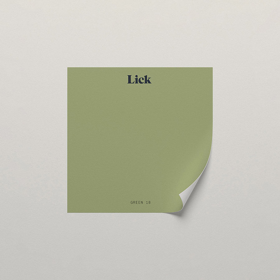 Lick peel and stick sample in Green 18 paint shade