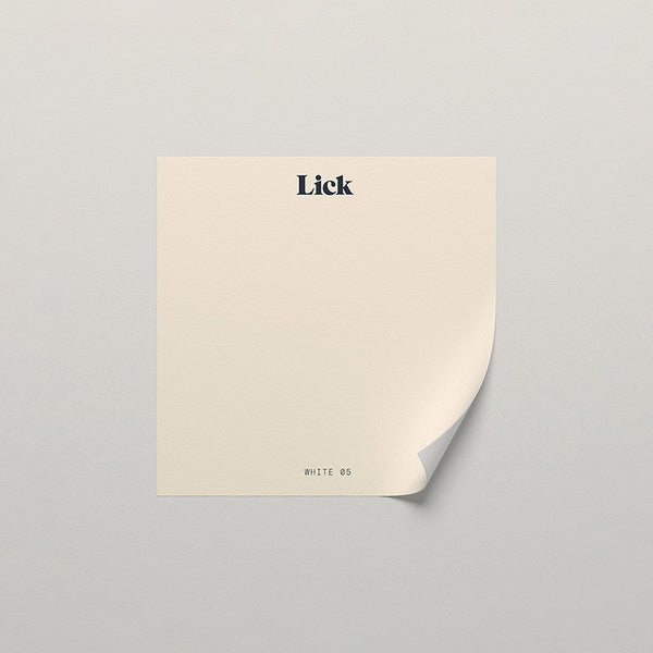 Lick peel and stick sample in White 05 paint shade