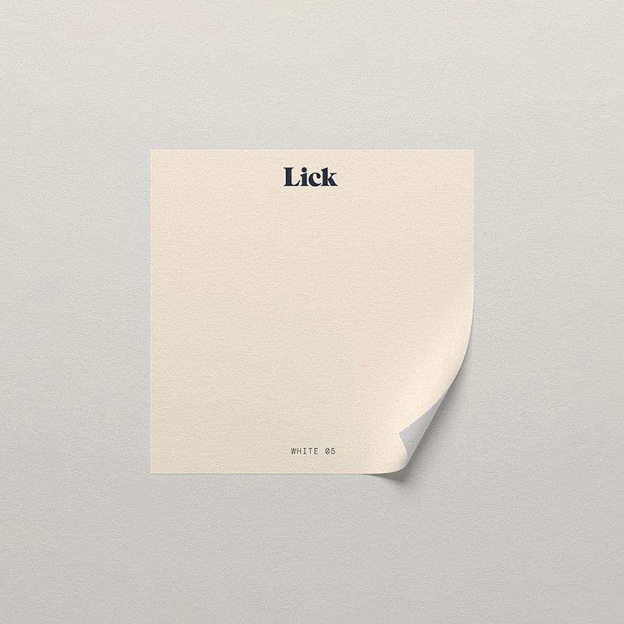 Lick peel and stick sample in White 05 paint shade