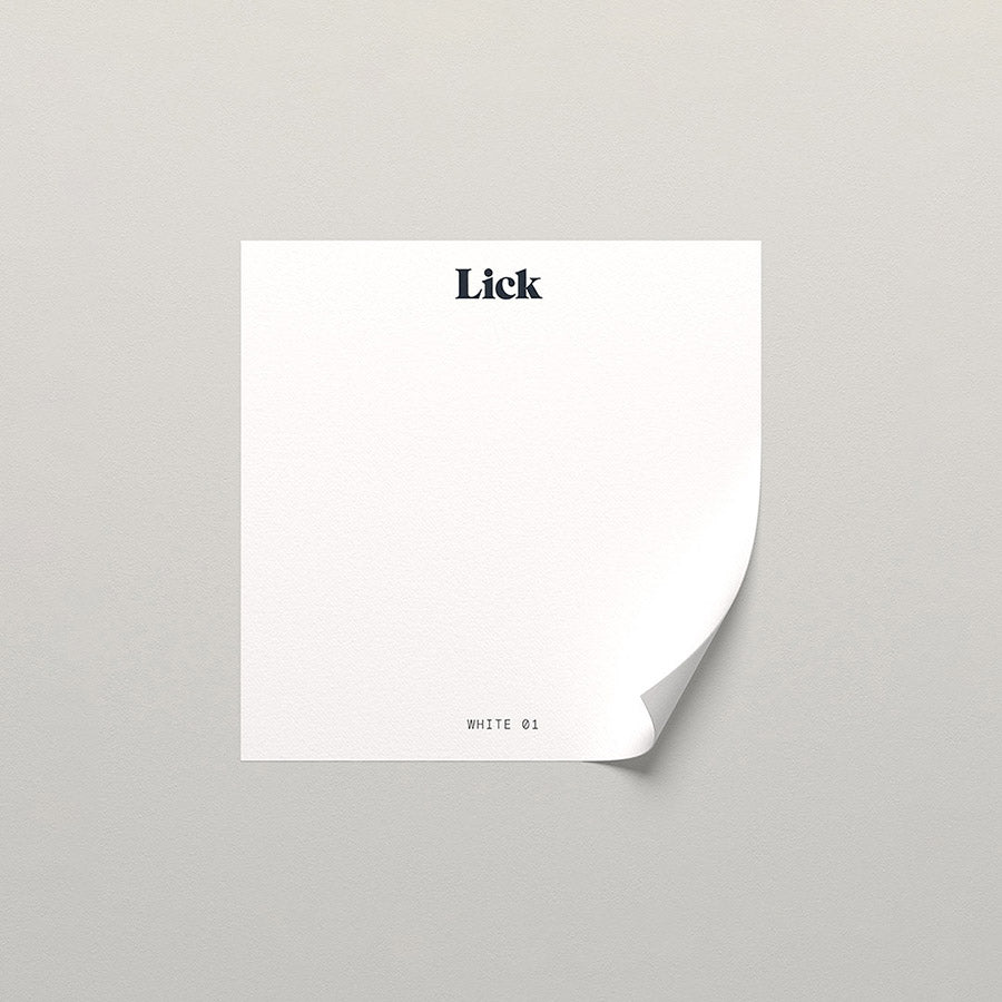 Lick peel and stick sample in shade White 01