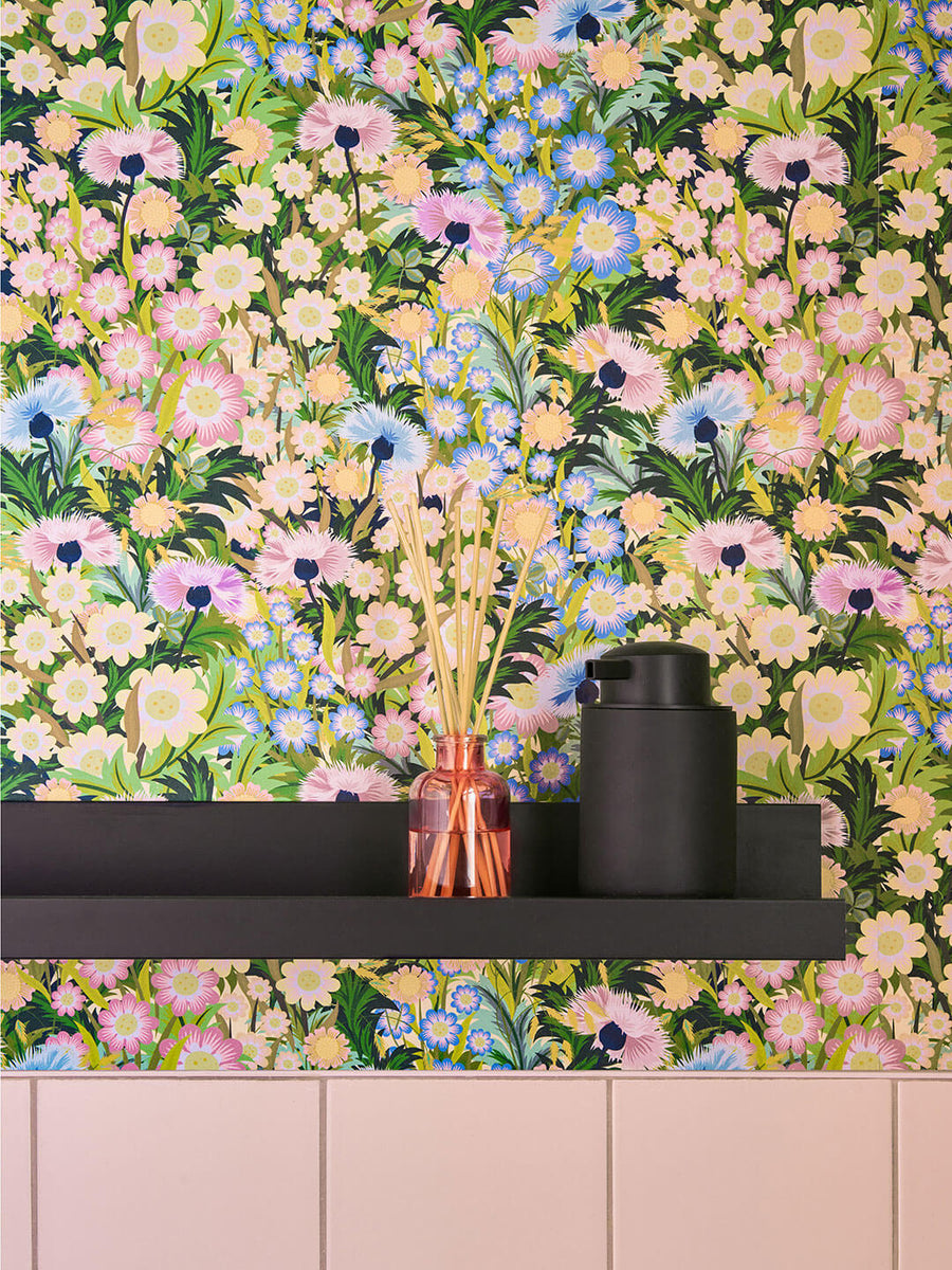 Open shelving on a wall decorated with Lick Keepers Cottage 01