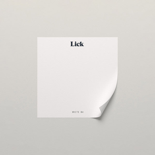 Lick peel and stick sample in White 04 paint shade