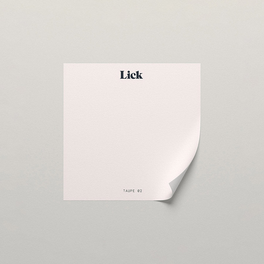 Lick peel and stick sample in Taupe 02 paint shade