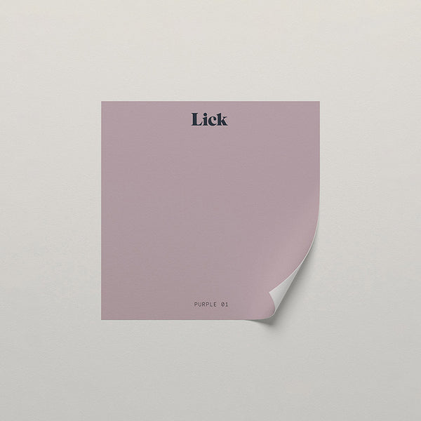 Lick peel and stick sample in Purple 01 paint shade