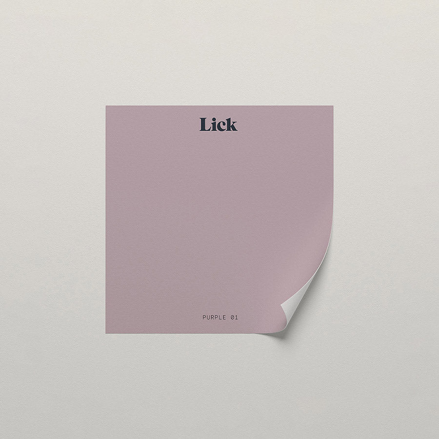 Lick peel and stick sample in Purple 01 paint shade