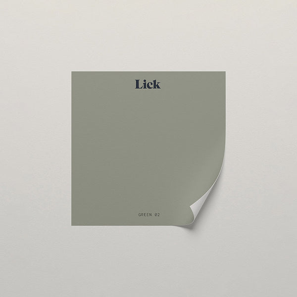 Lick peel and stick sample in Green 02 paint shade