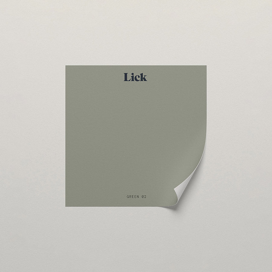 Lick peel and stick sample in Green 02 paint shade