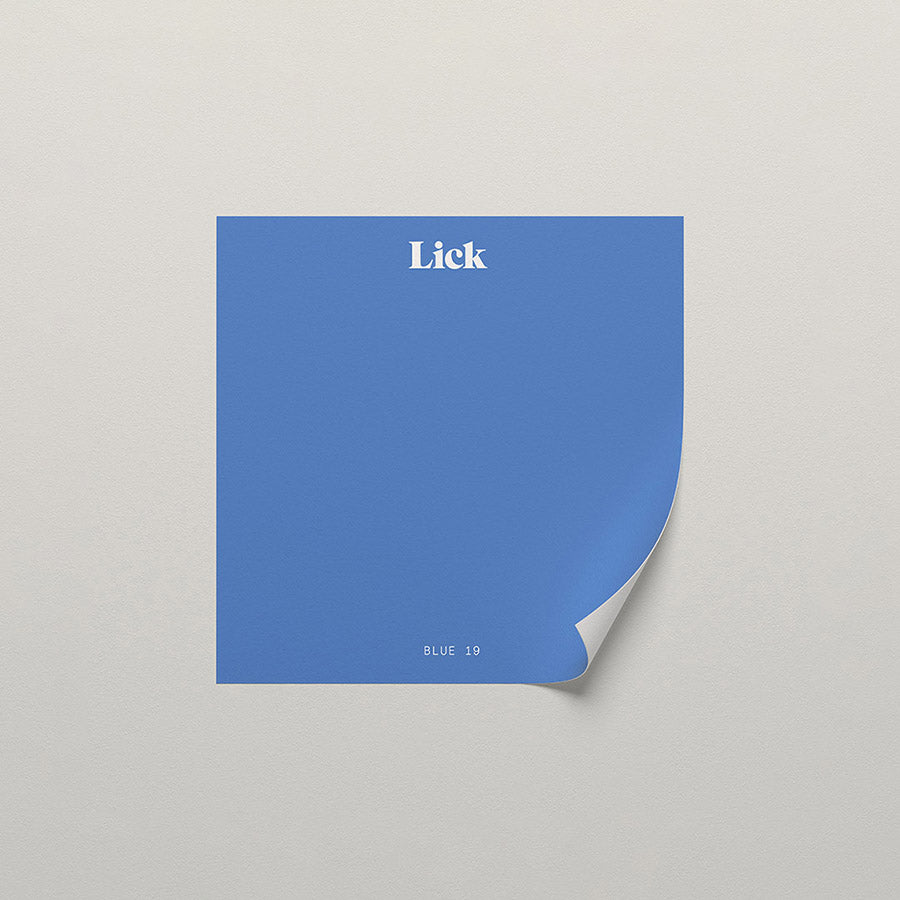 Lick peel and stick sample in Blue 19 paint shade