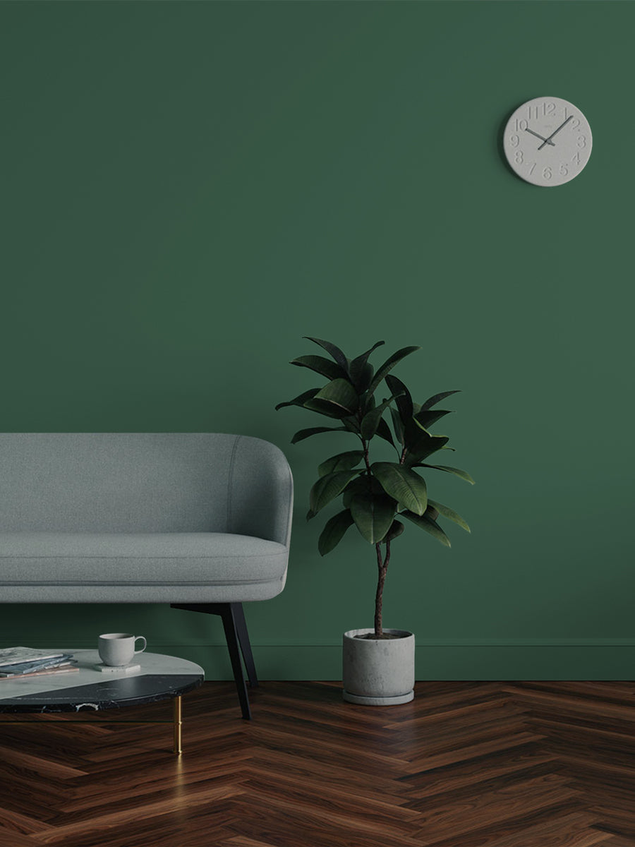 Living room decorated in Lick Green 20 paint shade