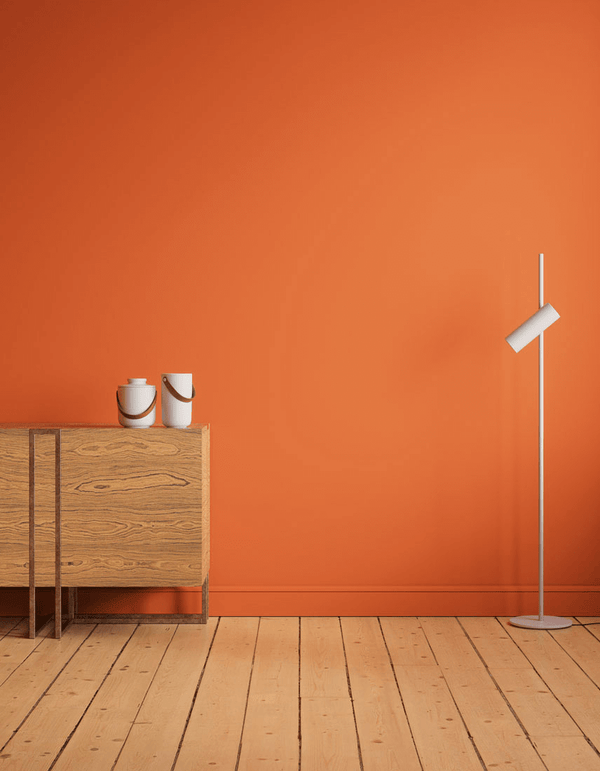 Hallway decorated in Lick Orange 01 paint shade