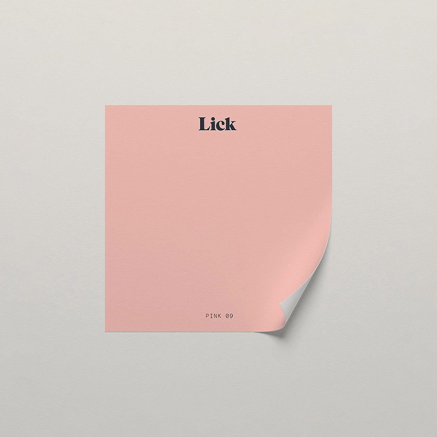 Lick peel and stick sample in Pink 09 paint shade