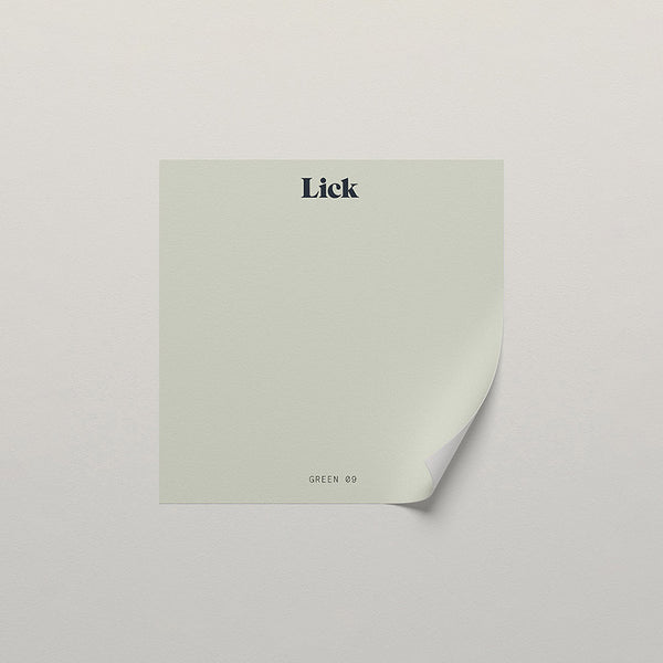 Lick peel and stick sample in Green 09 paint shade