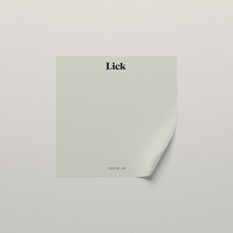 Lick peel and stick sample in Green 09 paint shade