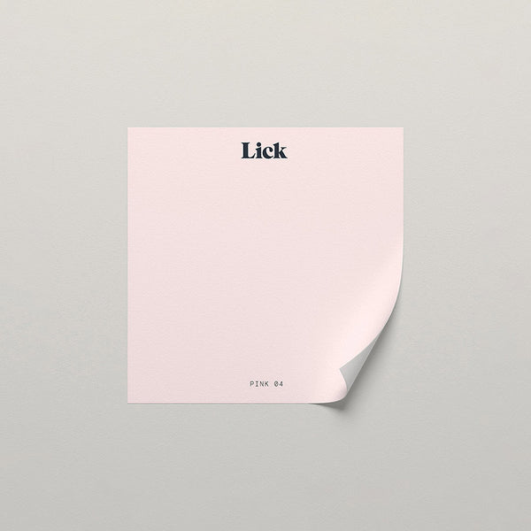 Lick peel and stick sample in Pink 04 paint shade