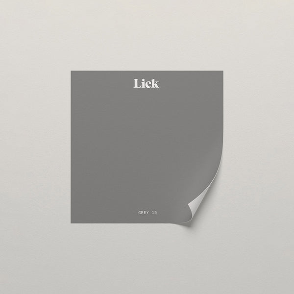 Lick peel and stick sample in Grey 15 paint shade