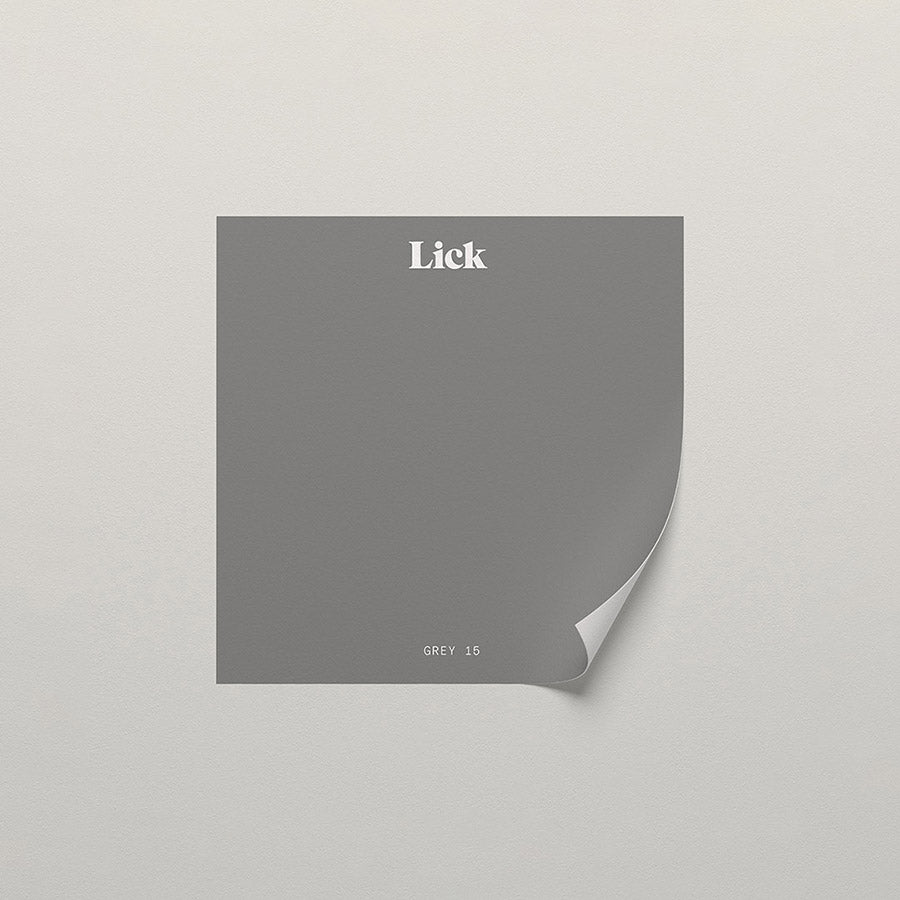 Lick peel and stick sample in Grey 15 paint shade