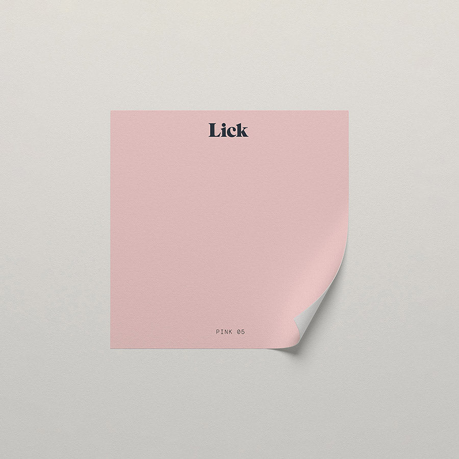 Lick peel and stick sample in Pink 05 paint shade
