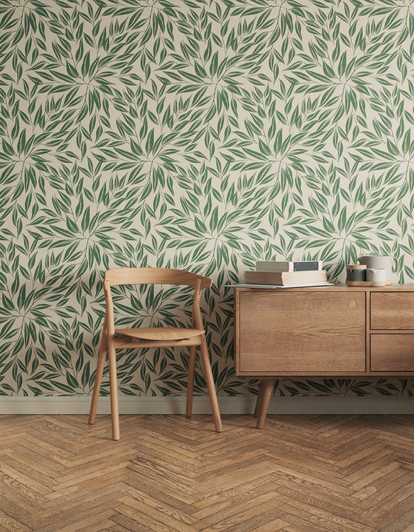 Office decorated in Botanical 03 wallpaper