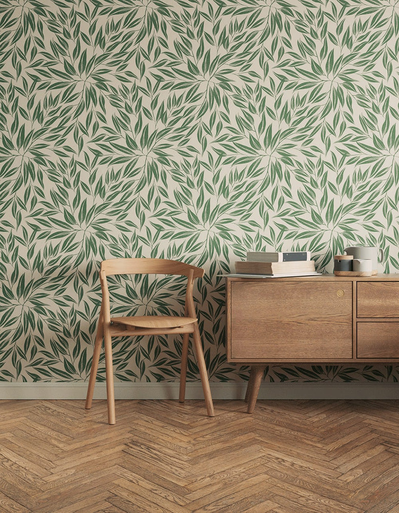 Office decorated in Botanical 03 wallpaper