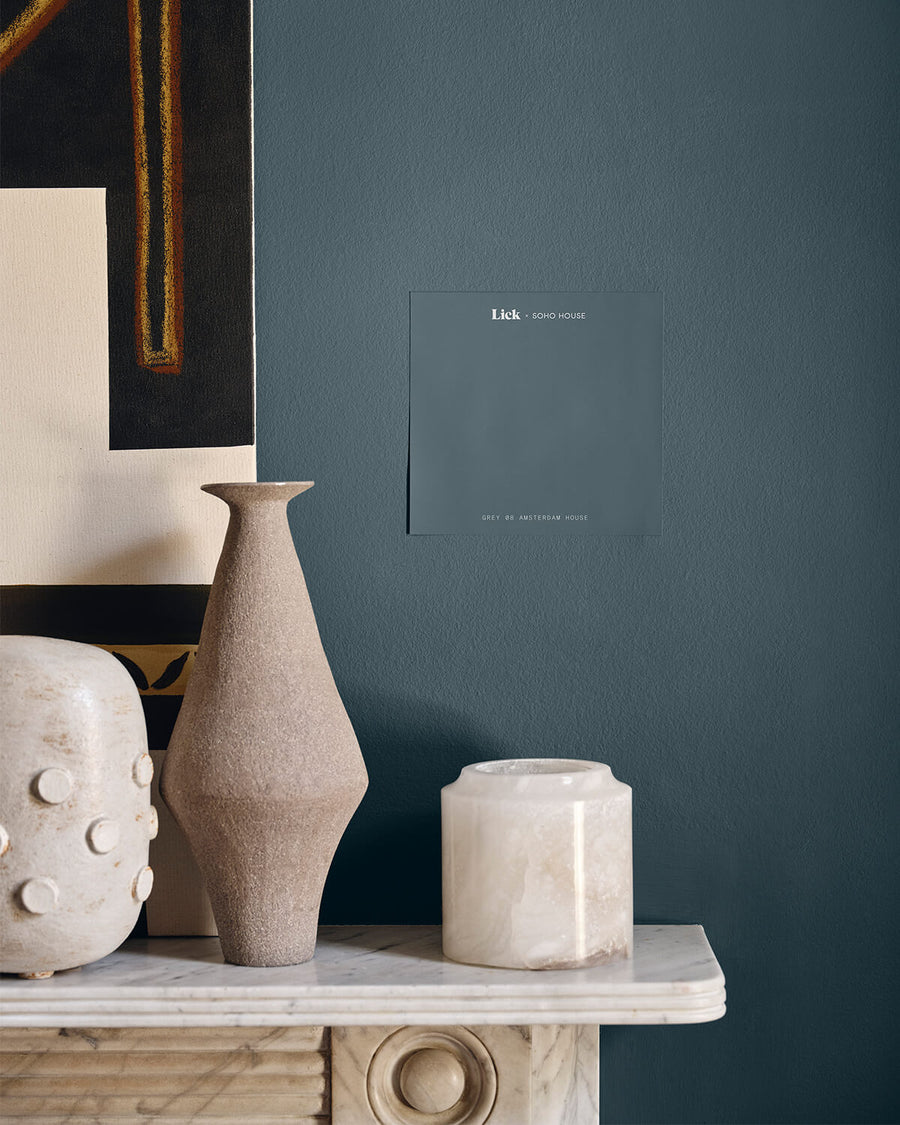 Wall decorated in Lick Grey 08 Amsterdam House paint shade
