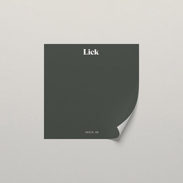 Lick peel and stick sample in Green 06 paint shade