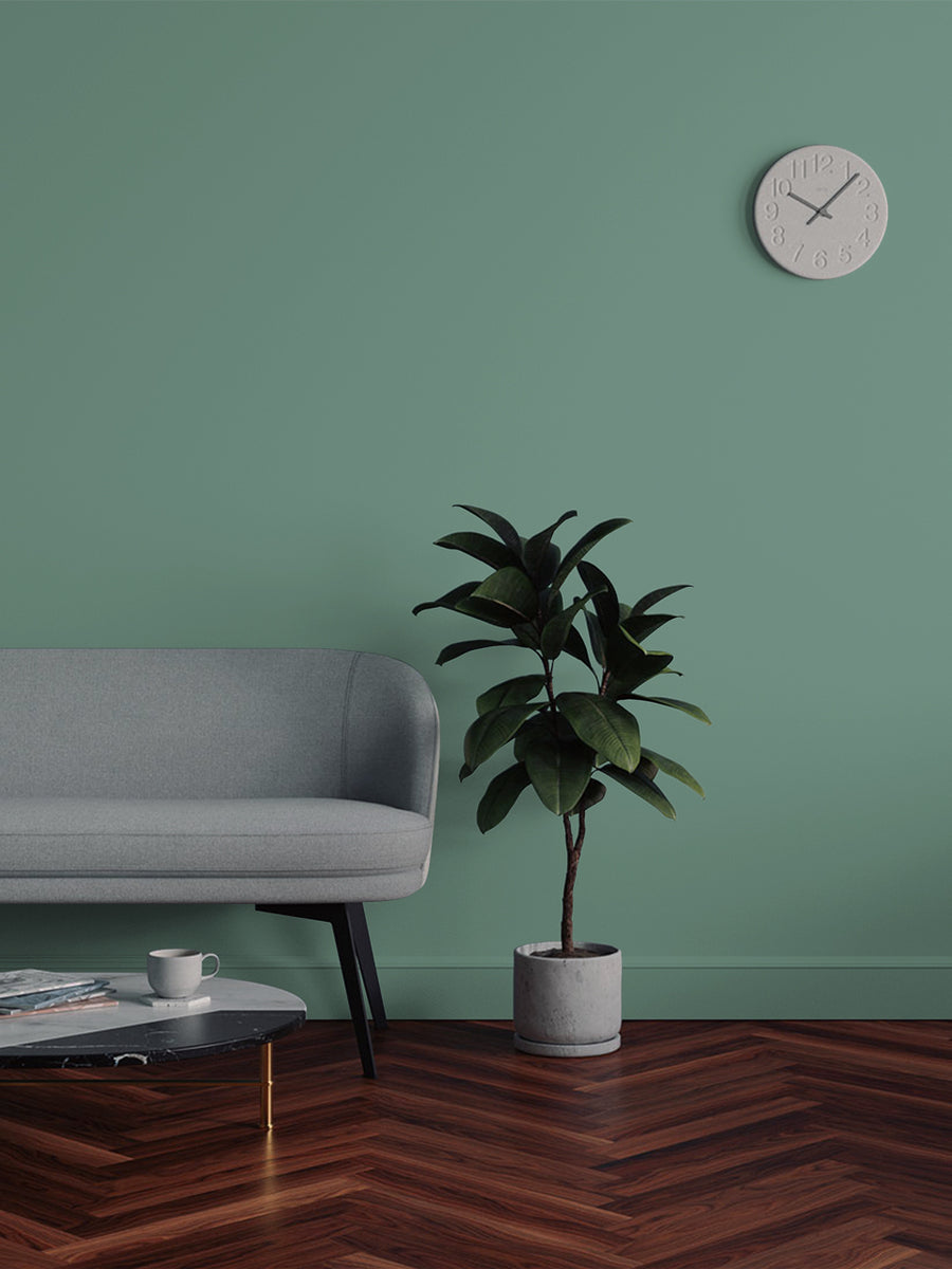 Living room decorated in Lick Teal 05 paint shade