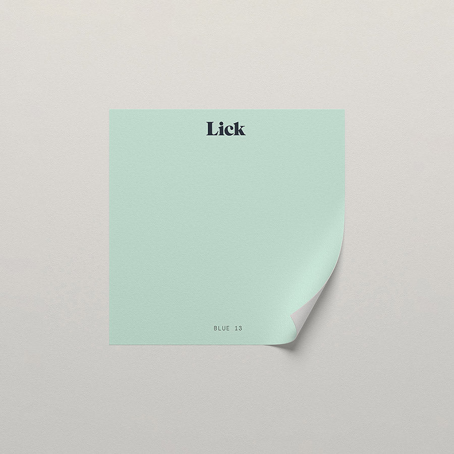 Lick peel and stick sample in Blue 13 paint shade