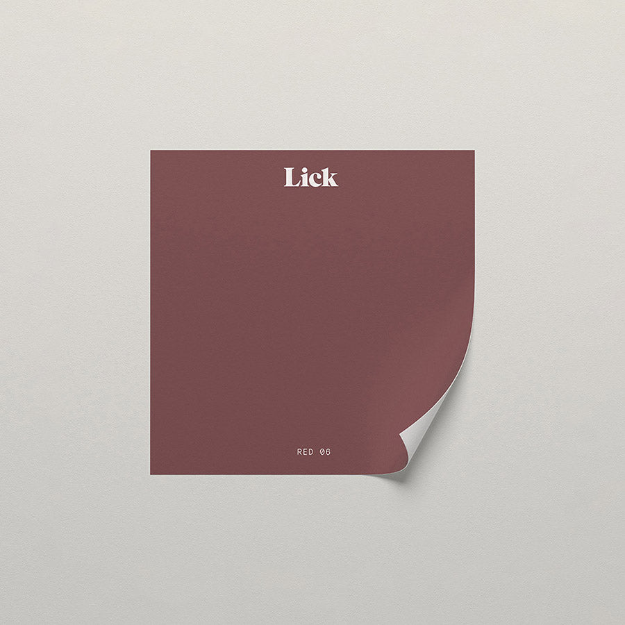 Lick peel and stick sample in Red 06 paint shade