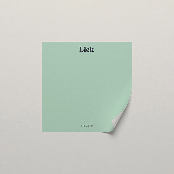 Lick peel and stick sample in Green 08 paint shade