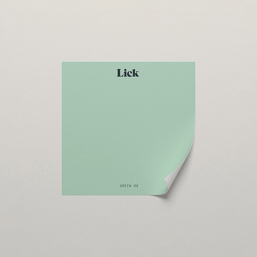 Lick peel and stick sample in Green 08 paint shade