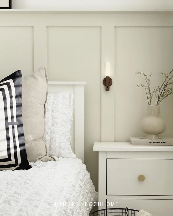 A bedroom decorated in Lick White 05 paint