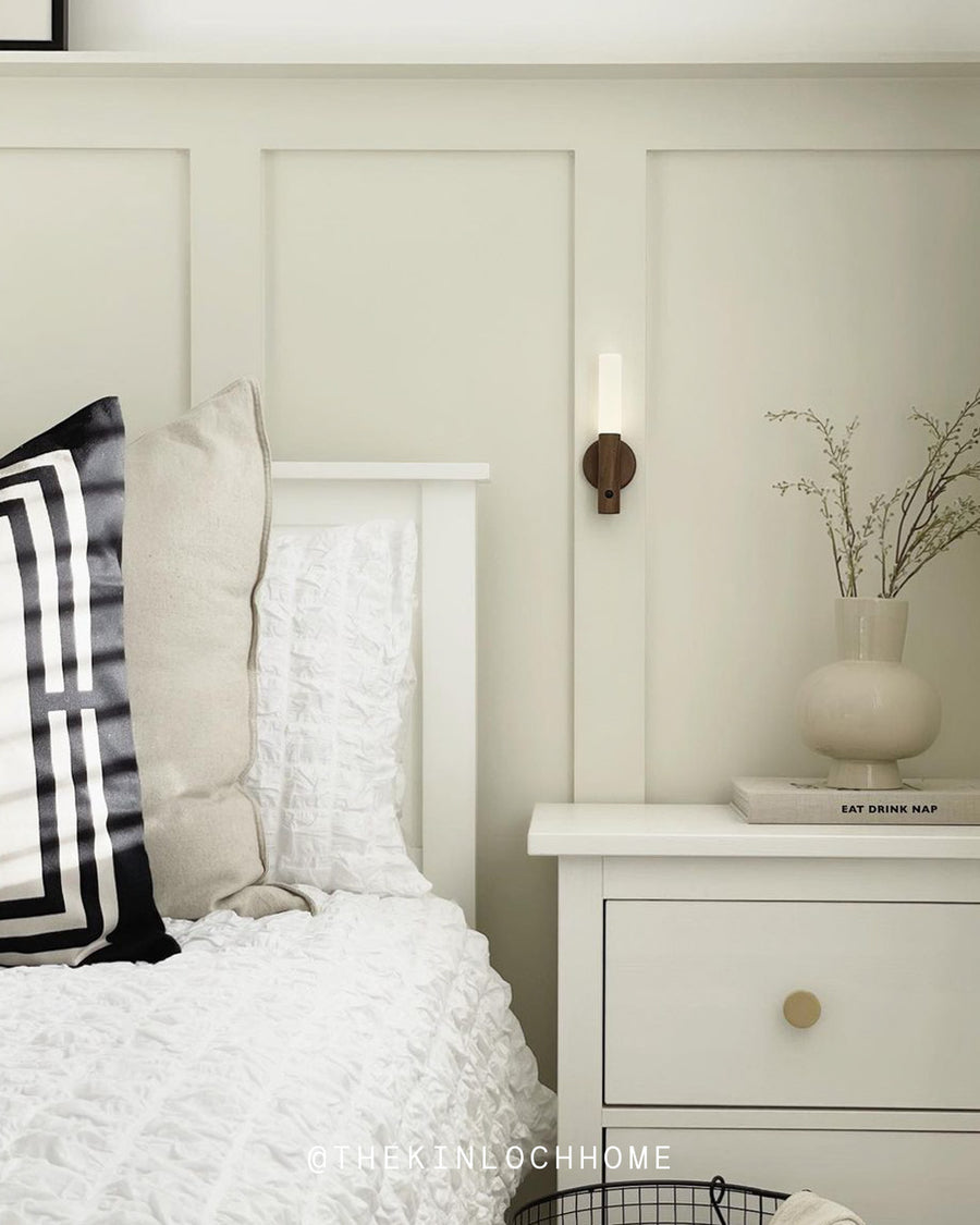 A bedroom decorated in Lick White 05 paint