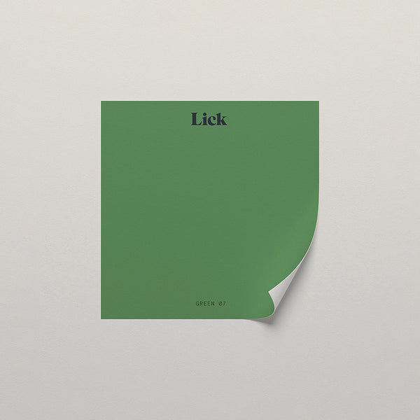 Lick peel and stick sample in Green 07 paint shade