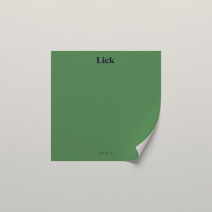 Lick peel and stick sample in Green 07 paint shade