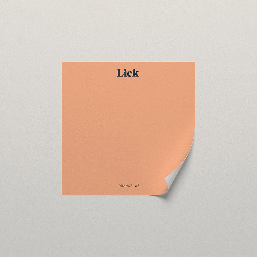 Lick peel and stick sample in Orange 05 paint shade