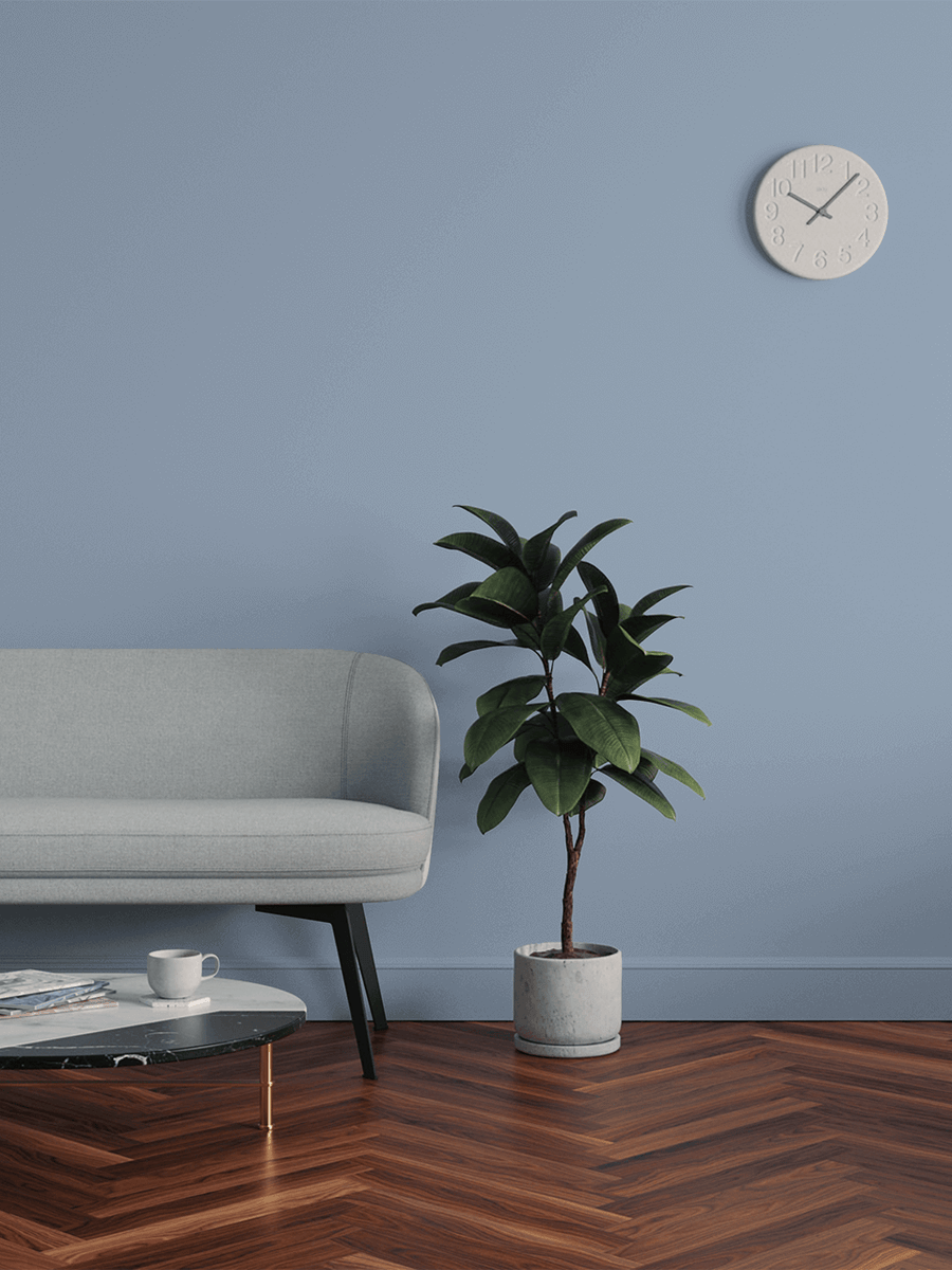 Living room decorated in Lick Blue 17 paint shade