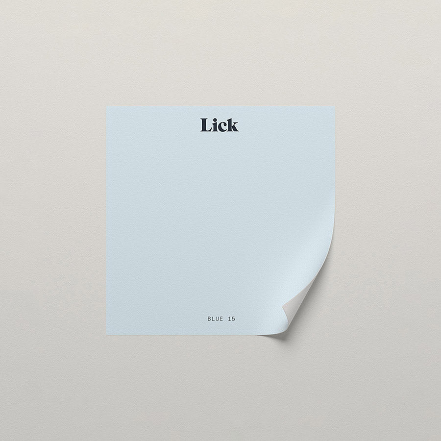 Lick peel and stick sample in Blue 15 paint shade