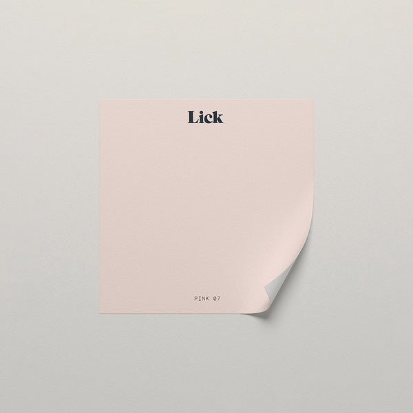 Lick peel and stick sample in Pink 07 paint shade