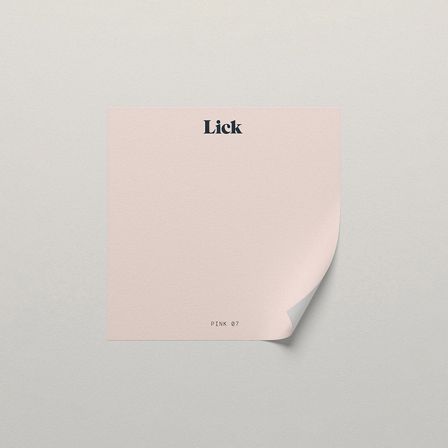 Lick peel and stick sample in Pink 07 paint shade