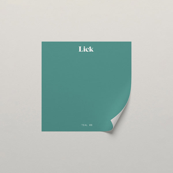 Lick peel and stick sample in Teal 06 paint shade