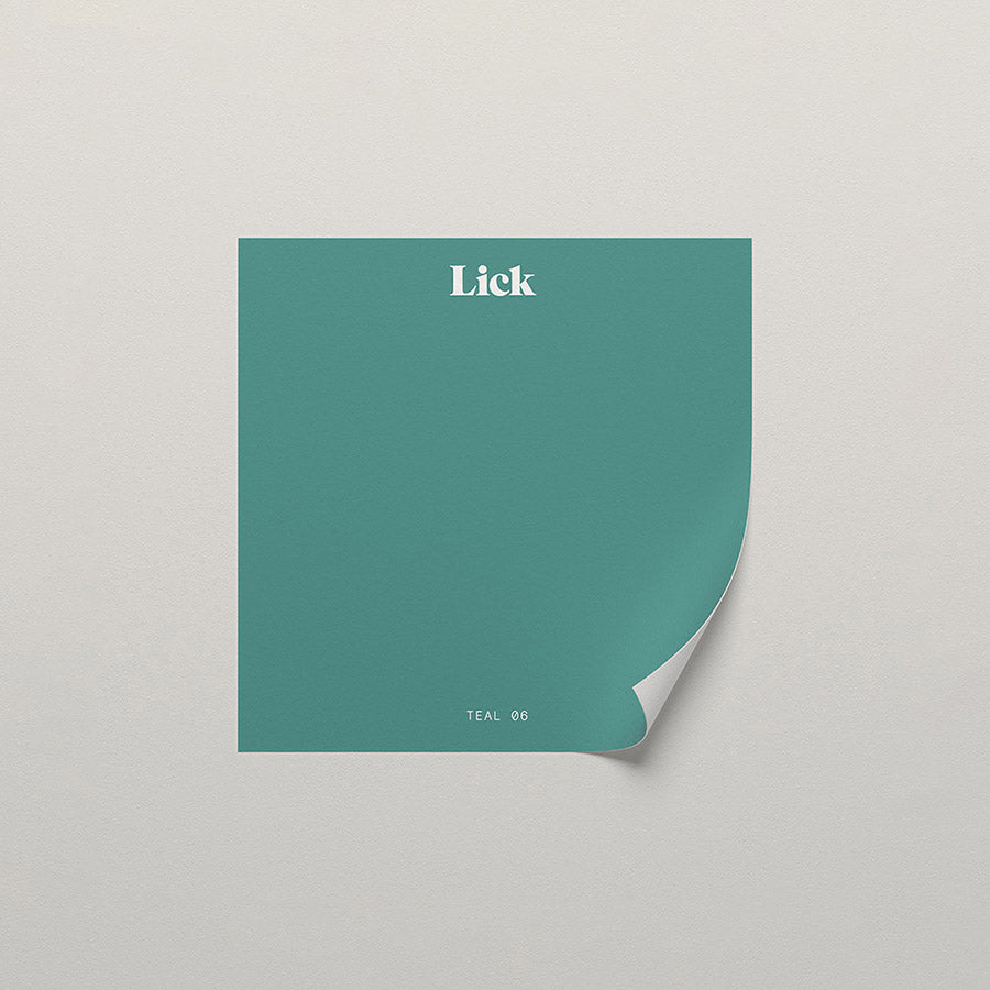 Lick peel and stick sample in Teal 06 paint shade