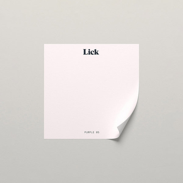 Lick peel and stick sample in Purple 05 paint shade