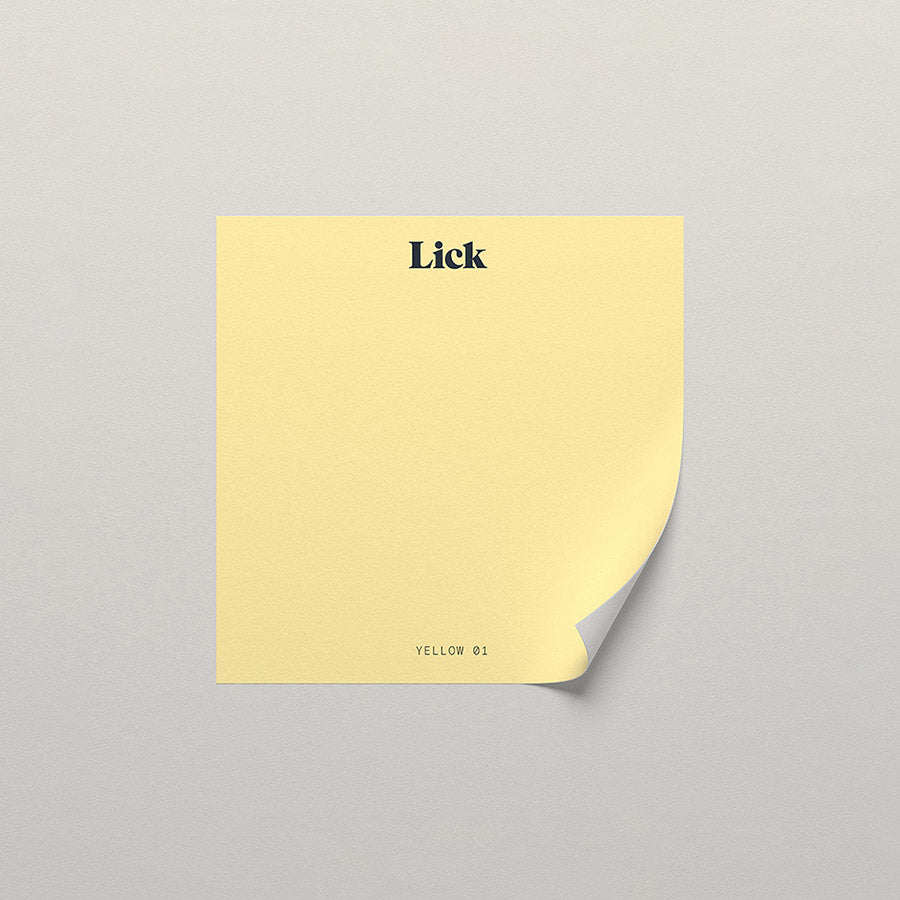 Lick peel and stick sample in Yellow 01 paint shade